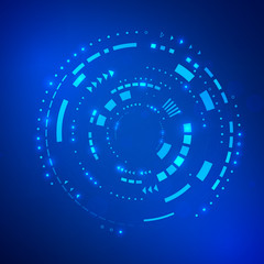 Wall Mural - circle blue abstract technology background. future innovation concept. sci fi cyberspace backdrop. v