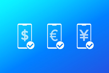 Sticker - received payments, money icons, vector