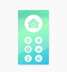 Wall Mural - smart home app interface, mobile ui, vector