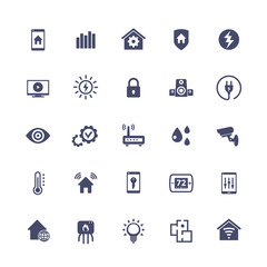 Canvas Print - Smart home, house automation system icons set, vector