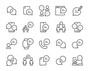 set of communication icons, talk,  call, discussion