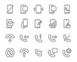 set of phone icons, call, telephone, chat, voice, battery