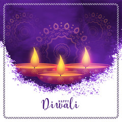 Canvas Print - happy diwali purple watercolor abstract background design