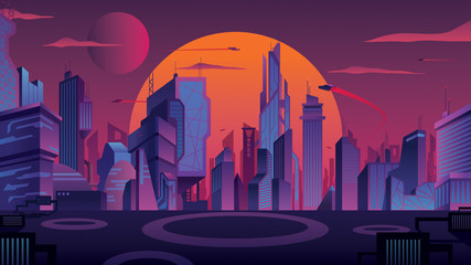 Wall Mural - Futuristic City Landscape