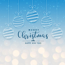 Beautiful Christmas Holiday Bokeh Background With Hanging Balls
