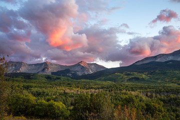 Wall Mural - Early Autumn Sunset Going Over Kebler Pass in the Colorado Rocky Mountains