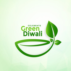 Wall Mural - happy diwali creative green eco diya design background