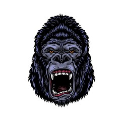 Wall Mural - colorful dangerous angry gorilla head