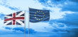 Political relationships. British flag and European flag. Background. Crisis concept.