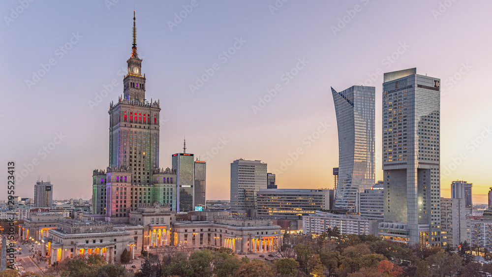 Centrum Warszawy, stolica Polski - obrazy, fototapety, plakaty 