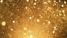 Abstract Golden Glittering Background With Blur Dots.