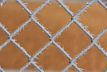Chain Link Fence With Hoar Frost 