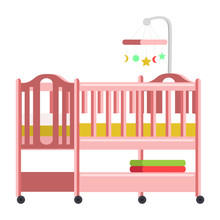 Baby Bed, Cradle Flat Vector Illustration