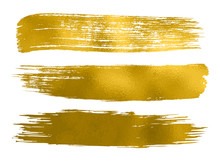 Collection Of Gold Paint, Brush Strokes – Vector