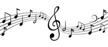 Music Notes Wave, Group Musical Notes Background – Vector For Stock