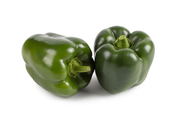 Bell pepper, two big green, perfect isolate on a white background.