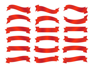 Wall Mural - retro style ribbons set. ribbon banner vector. christmas red ribbons banner