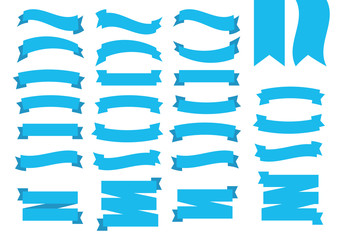 Wall Mural - Blue Ribbons Banners. Flat blue ribbons set vector