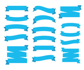 Wall Mural - Flat ribbons banners vector. Blue ribbon banners background