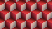 Cubes Background Red Blocks Pattern Low Poly 3d Illustration