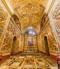 VALLETTA, MALTA - NOVEMBER 7, 2017: Interior Of St John's Co-Cathedral In Valletta, Malta