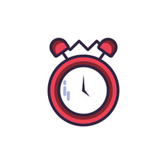 Poster - alarm clock of color red on white background