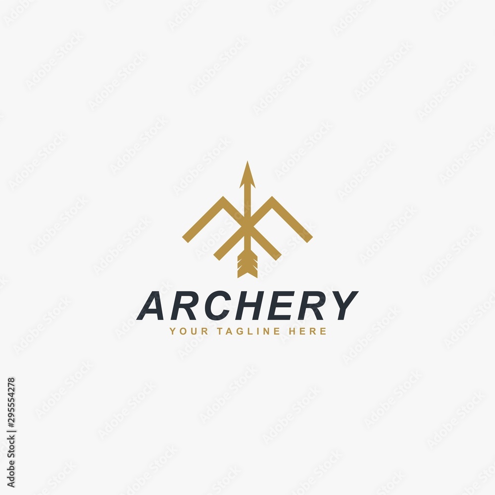 Archery logo design vector. Letter M and bow abstract symbol. Archery ...