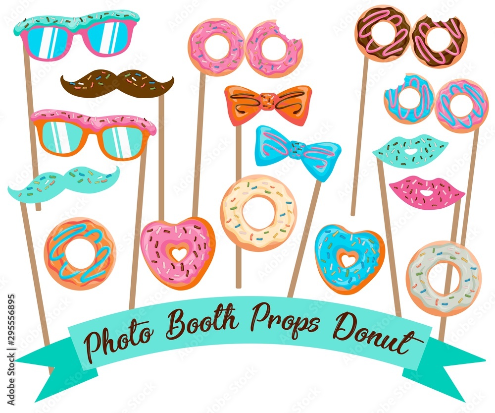 stock-illustration „photo booth props donut, printable photo booth
