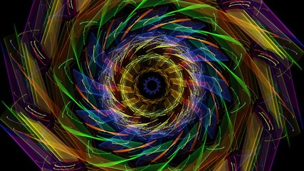 Wall Mural - abstract geometric circular pattern rotates and evolves then fades to black