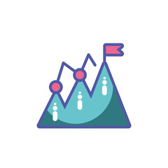 Sticker - mountains with flag in white background