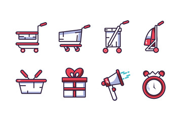 Sticker - bundle of electronic commerce with icons set