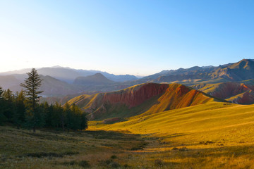 beautiful nature landscape veiw of the qilian mountain scenic area mount drow in qinghai china.