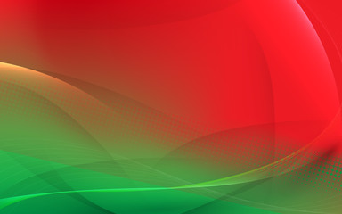 Poster - Abstract light lines on red and green background. Curved wavy stripe line and smooth
