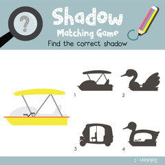 Wall Mural - Shadow matching game Pedalo cartoon character side view vector illustration