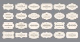 Fototapeta  - Ornamental label frames. Old ornate labels, decorative vintage frame and retro badge. Royal wedding insignia, sale sticker or invitation card. Isolated vector symbols set