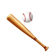 © belokrylowa - Vector realistic baseball bat and ball for betting