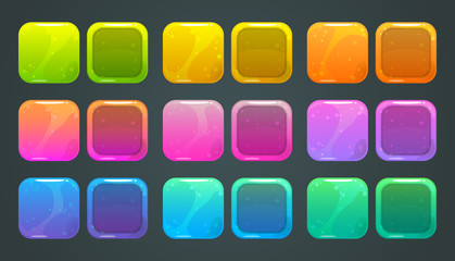 Square frames and buttons for game ore app store logo design.