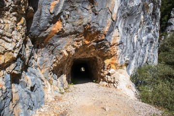 Tunnel in a stone by the Unac river in Martin Brod village in Bosnia and Herzegovina