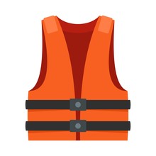 Lifeguard Vest Icon. Flat Illustration Of Lifeguard Vest Vector Icon For Web Design