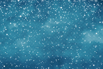 Aufkleber - Realistic falling snow with snowflakes and clouds. Winter transparent background for Christmas or New Year card. Frost storm effect, snowfall, ice. Vector illustration.