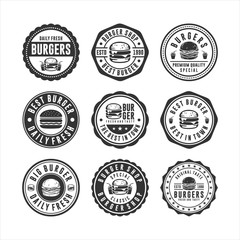 Wall Mural - Badge Burger stamps design set