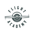 Flight academy. Retro logo, emblem, badge. T-shirt print.