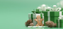 Christmas White Background With Christmas Balls And Decoration - 3d Rendering