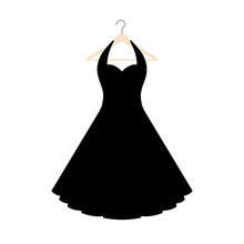 Vector Illustration Of An Isolated Vintage Style Halterneck Dress On A Coat Hanger.