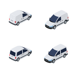 Wall Mural - Commercial Vans set. Vector 3d isometric, color web icon, new flat style. Creative illustration design, idea for infographics.