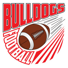 Wall Mural - Bulldogs Football Team Design is a sports design template that includes graphic text and a flying ball. Great for advertising and promotion such as t-shirts for teams or schools.