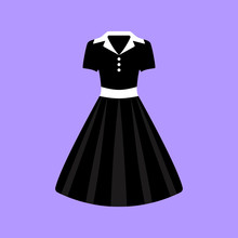 Vector Illustration Of An Isolated Black And White Vintage Dress.