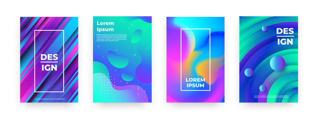 Wall Mural - abstract posters. trendy minimal gradient banners with simple geometry and vibrant colors. vector il