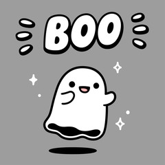 Poster - Cute cartoon ghost drawing