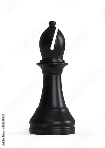 Fotomural Black bishop chess piece isolated on white background